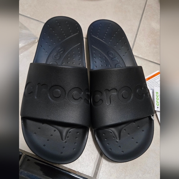 Crocs -slides.  Black. Size m10/w12 - Picture 2 of 5
